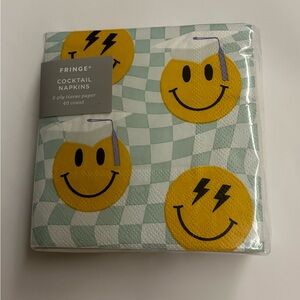 New 40 Fringe Cocktail Napkins 3-Ply Tissue Paper 5" x 5" "Smiley Grad"
